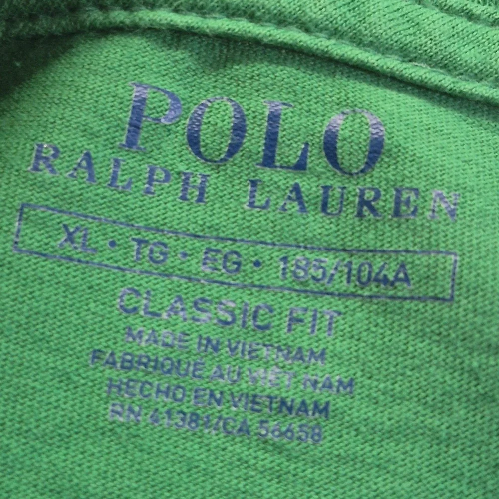 Polo Ralph Lauren men's green crew neck pullover t-shirt XL yellow pony logo